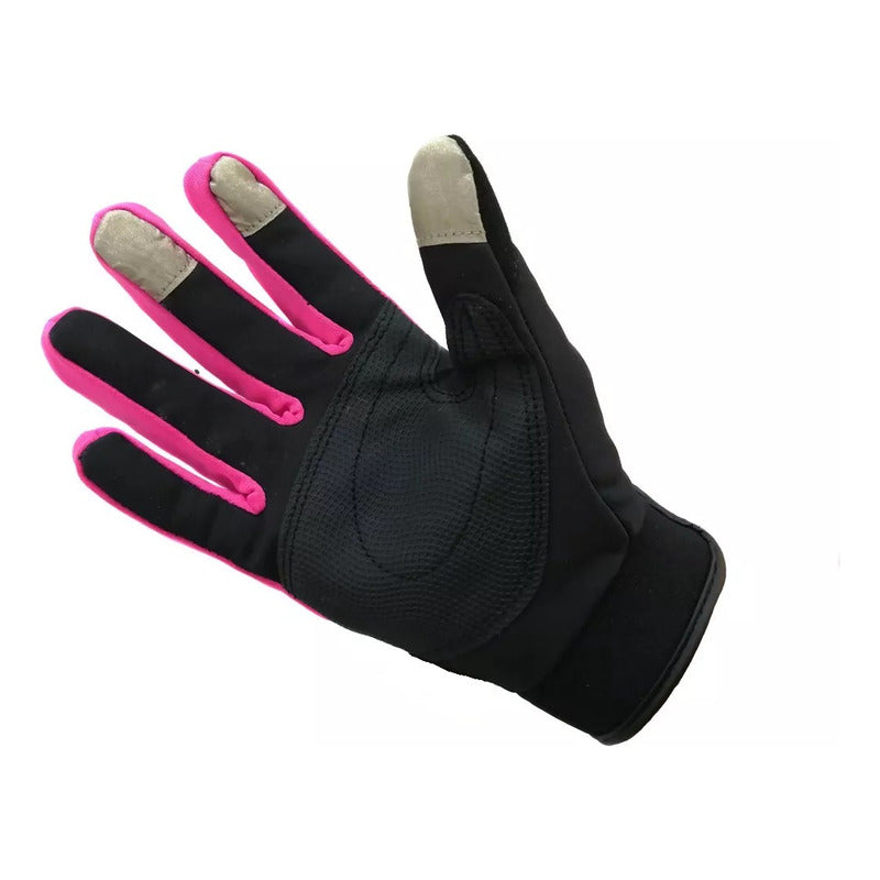 Guantes Para Moto City Táctiles Térmicos Protección Rosado