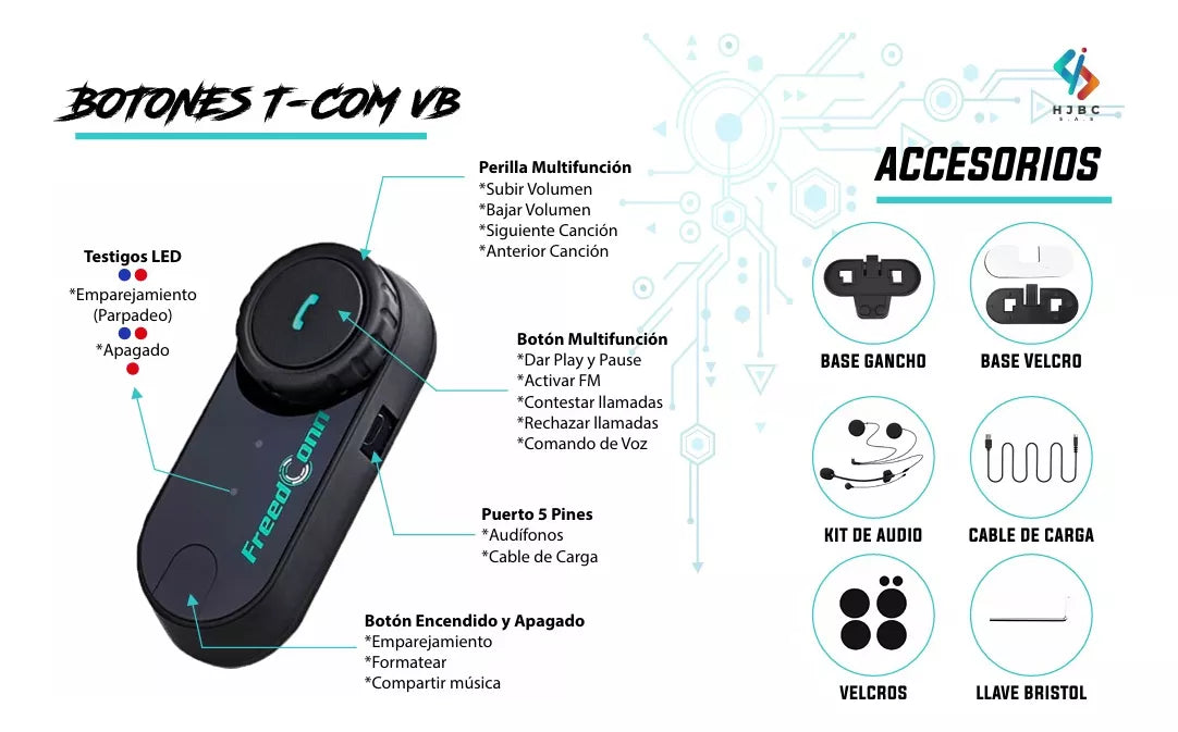 Intercomunicador Freedconn Tcom VB V6 New Versión