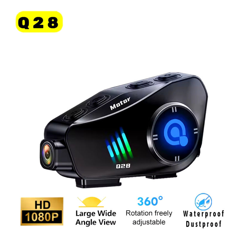 Q28 Auricular Bluetooth Con Cámara Hd Impermeable Casco Moto