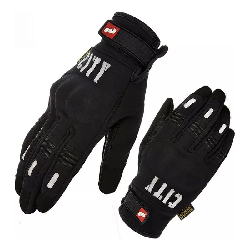Guantes Para Moto City Táctiles Térmicos Protección Negro