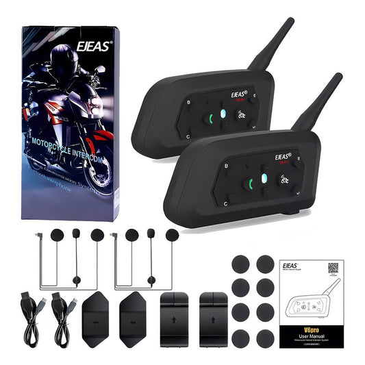 Intercomunicador Casco Moto Ejeas V6 PRO+ Combo x2
