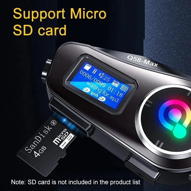 Intercomunicador Bluetooth Q58 Max Radio Fm Lcd Casco Moto